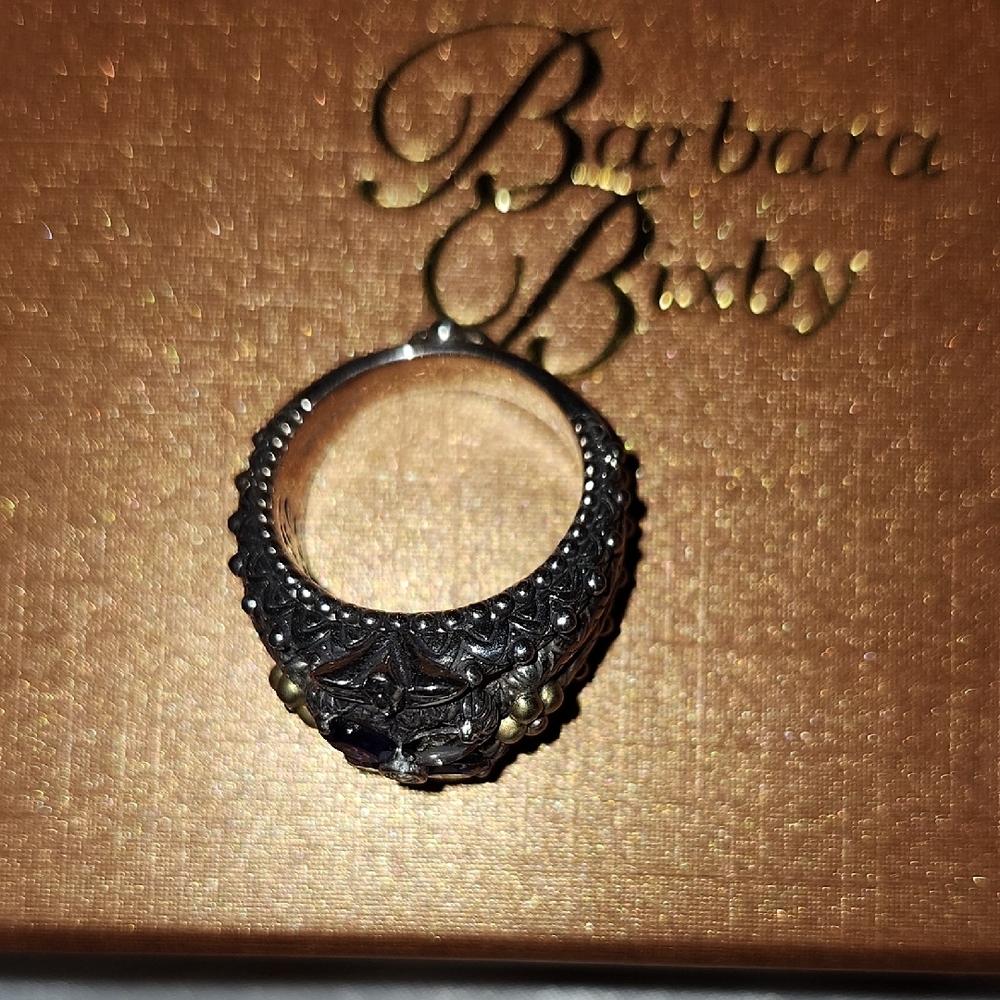 Barbara Bixby Sterling Silver And 18kt. Gold Flower Ring Size 9 - Picture 4 of 4